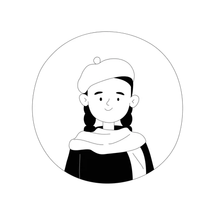 Line Art Illustration of a Female Painter