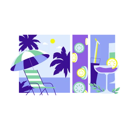 Geometric Ocean View Illustration