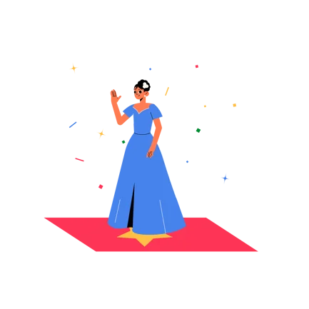 Woman in Gown on Red Carpet Illustration