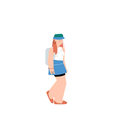 Casual Female Traveler Walking Animation