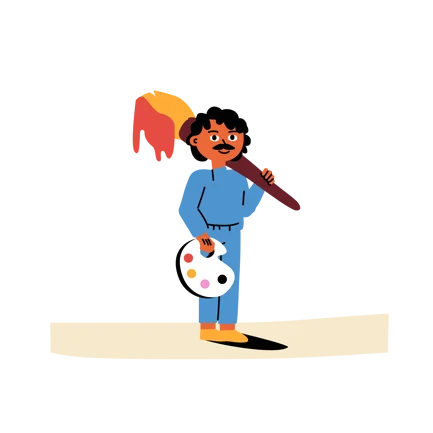 Creative Artist Holding Paintbrush and Palette