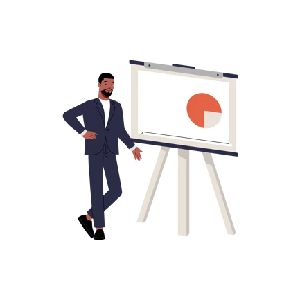 Man Presenting Data on Whiteboard Illustration