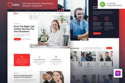 Preview: Callerr – Call Center Service & Telemarketing Elementor Template Kit