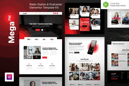 Preview: MegaFM – Radio Station & Podcaster Elementor Template Kit