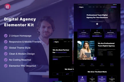 Preview: Digira - Digital Agency Services Elementor Template Kit