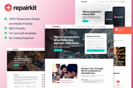 Preview: RepairKit - Mobile Phone & Computer Repair Elementor Template Kit