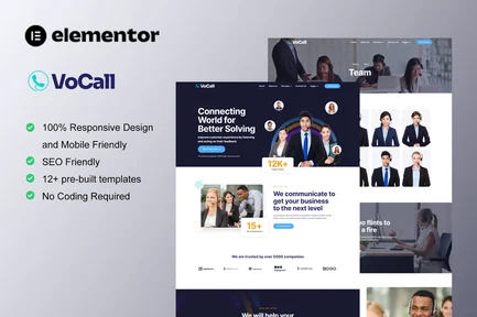 Preview: VoCall - Call Center & Telemarketing Elementor Template Kit