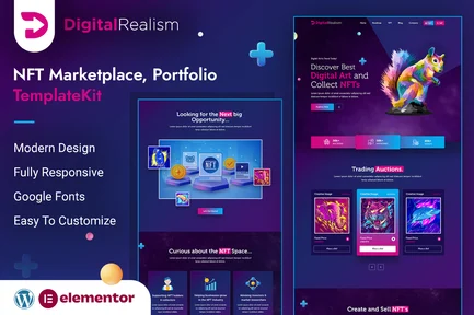 Preview: Digital Realism | NFT Elementor Template Kit