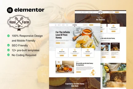 Preview: HoniFarm - Honey Bee Farm Elementor Template Kit