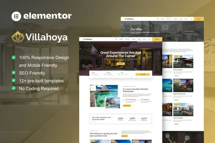 Preview: Villahoya - Villa Vacation Rental Elementor Template Kit