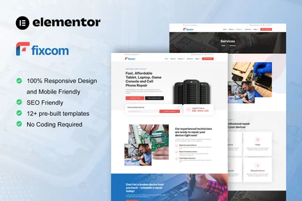Preview: Fixcom - Mobile Phone & Computer Repair Elementor Template Kit