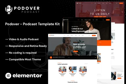 Preview: Podover - Podcast Elementor Template Kit