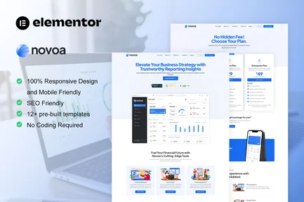 Preview: Novoa - Saas & Finance Software Service Elementor Template Kit