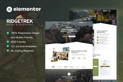 Preview: RidgeTrek - Hiking & Adventure Elementor Template Kit