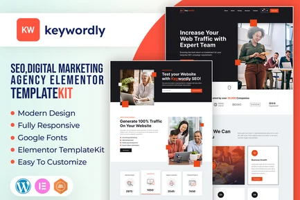 Preview: Keywordly - Digital Marketing Agency Elementor Template Kit