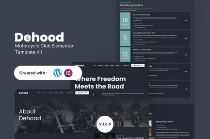 Preview: Dehood - Motorcycle Club Elementor Template Kit