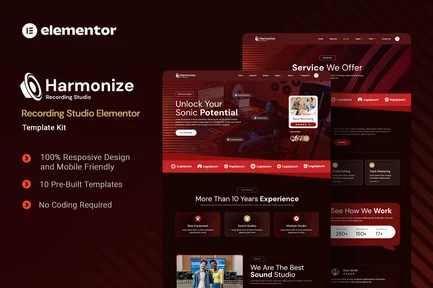 Preview: Harmonize - Recording Studio Elementor Template Kit
