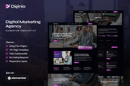 Preview: Diginia - Digital Marketing Agency Elementor Template Kit