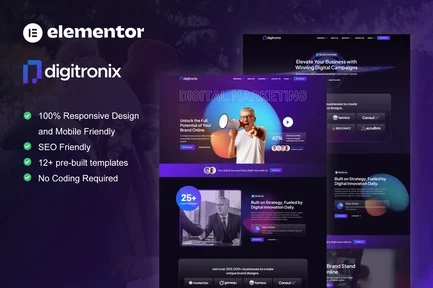 Preview: Digitronix - Dark Digital Agency Elementor Pro Template Kit
