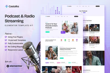 Preview: Castalks - Podcast & Radio Streaming Elementor Template Kit