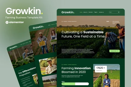 Preview: Growkin - Farming Business Website Elementor Template Kits