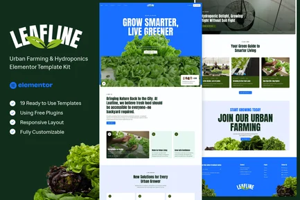 Preview: Leafline - Urban Farming & Hydroponics Elementor Template Kit