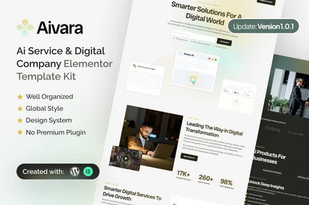 Preview: Aivara - AI Service & Digital Company Elementor Template Kit