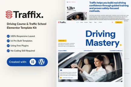 Preview: Traffix - Driving Course & Traffic School Elementor Template Kit