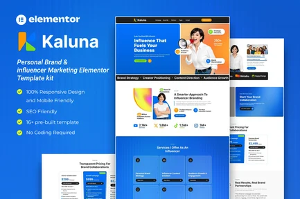 Preview: Kaluna - Personal Brand & influencer Marketing Elementor Template kit