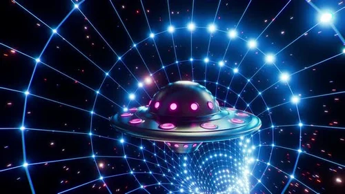 UFO Moving in Hyperspace Tunnel Loop