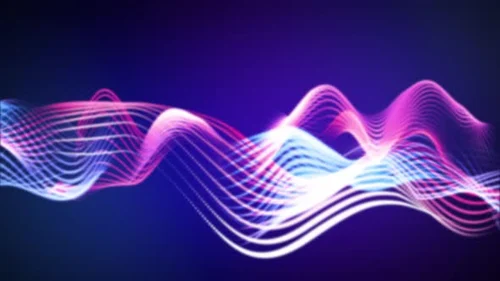 Abstract Digital Colorful Gradient Particle Line Wave Animation On black Background