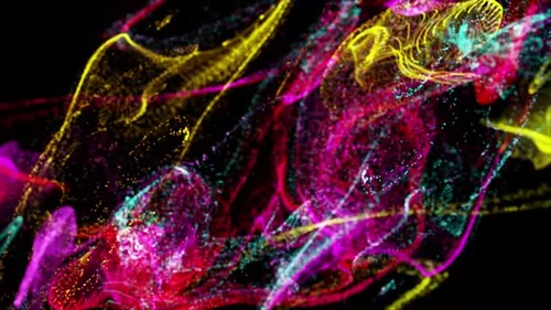 Abstract Colorful Fluid Particles Motion Graphics Background