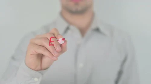 Person Writes 'E-Commerce' with a Red Marker