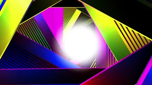 Dynamic Abstract Geometric Tunnel Animation with Bright Light