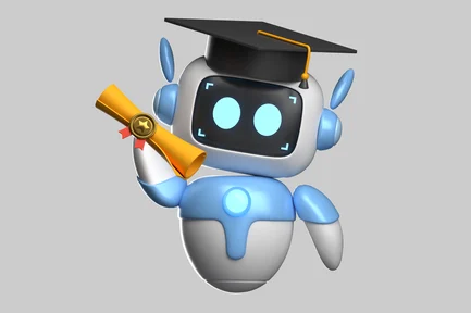 Preview: Graduation robot character with diploma