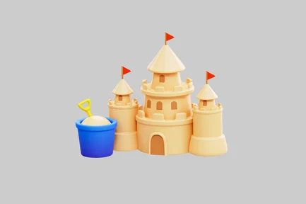 Preview: Sandcastle with bucket and shovel