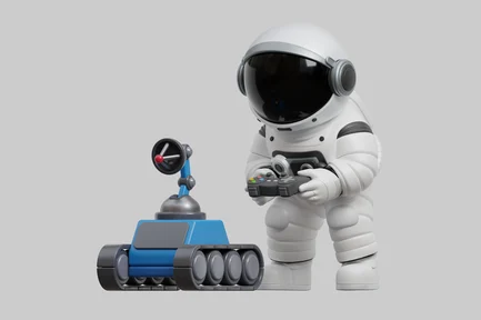 Preview: Astronaut playing with rover toy