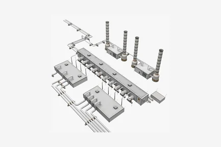 Preview: Industrial plant with chimneys and piping