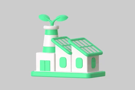 Preview: Eco-Friendly Factory with Leaf Sprout