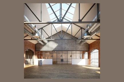 Preview: Warehouse Interior with Skylight and Industrial Elements