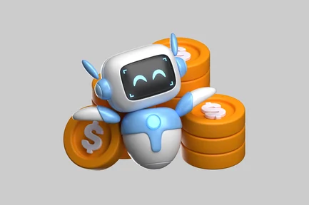 Preview: Finance robot with gold coins