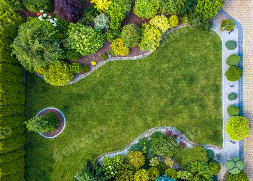 Preview: Beautiful Residential Mature Garden Aerial View